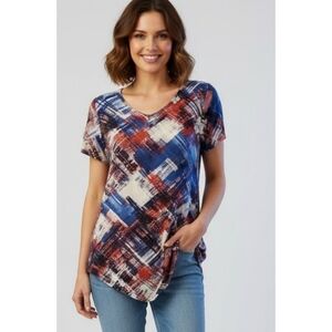 Soft Surroundings apron front Americana color tee Size S